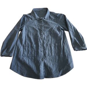 Minibee 100% Linen Lagenlook Coastal Beach Button Up Front Pockets Women SZ L